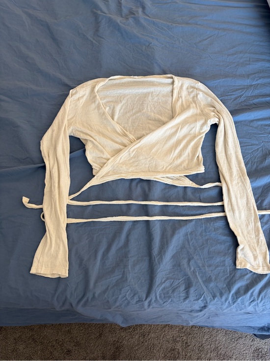 OZMA Tops - Ozma of California Women's Cream Wrap Crop Top Silk Noil